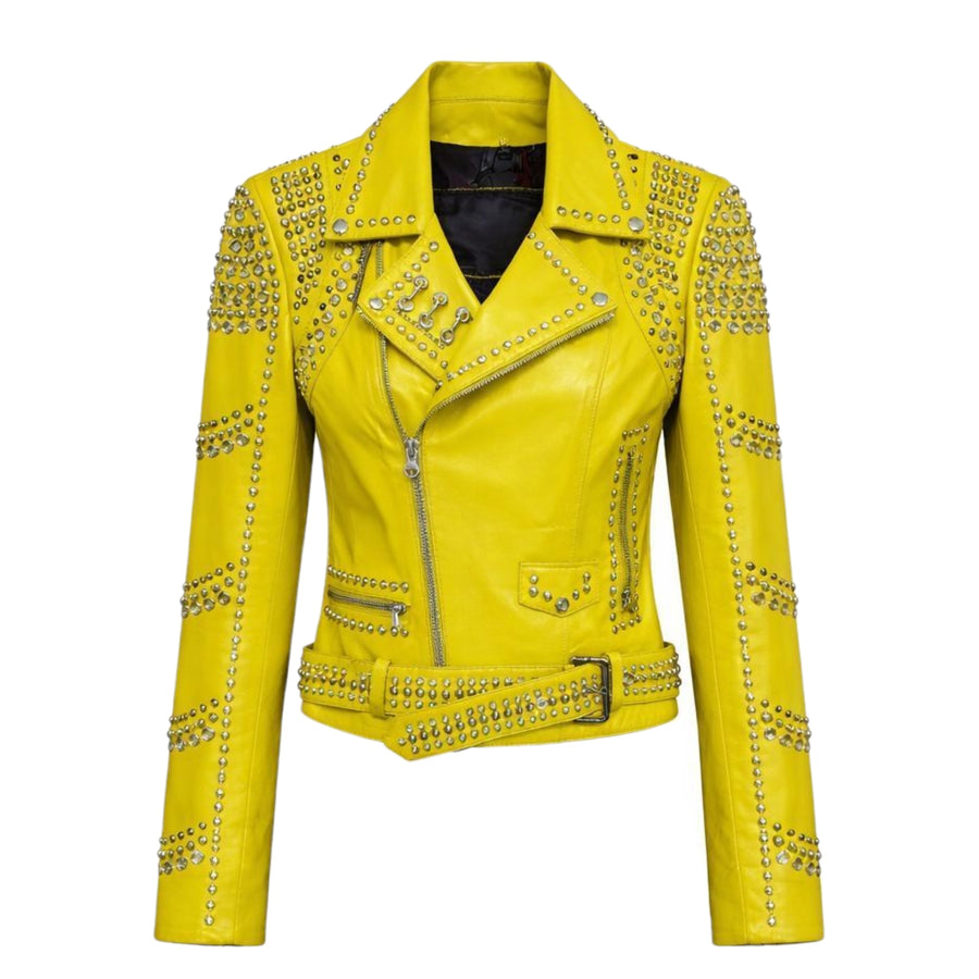 Studded Biker Leather with Collar Design