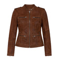 Cognac Racer Leather with Chest Zippers