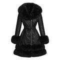 3/4 Faux Leather Jacket with Faux Fox