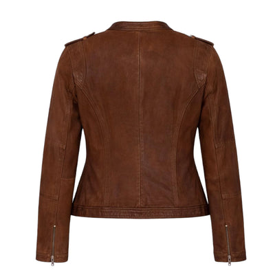 Cognac Racer Leather with Chest Zippers