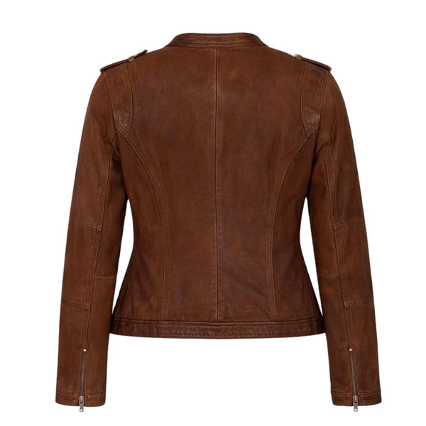 Cognac Racer Leather with Chest Zippers