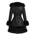 3/4 Faux Leather Jacket with Faux Fox