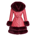 3/4 Faux Leather Jacket with Faux Fox