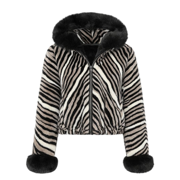 Simon Black and White Mink/Fox Combo