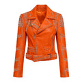 Studded Biker Leather with Collar Design