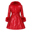 Shiny Leather Trench With Fox