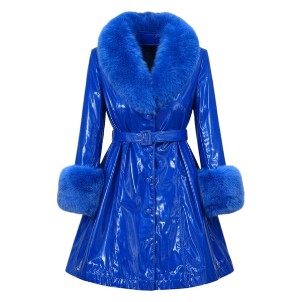 Shiny Leather Trench With Fox