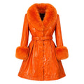 Shiny Leather Trench With Fox