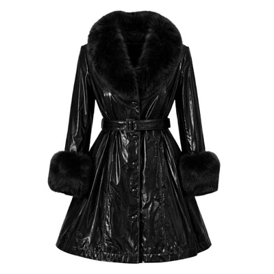 Shiny Leather Trench With Fox