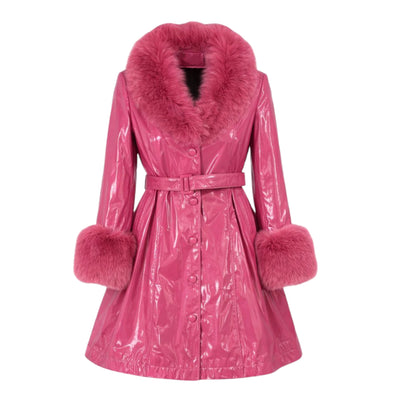 Shiny Leather Trench With Fox