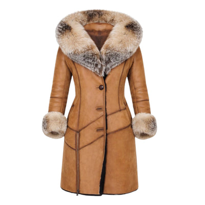 3/4 Cognac Shearling with Fox Fur