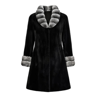 Mink Trench Coat with Chinchilla Collar