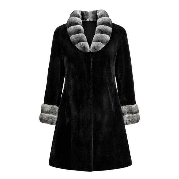 Mink Trench Coat with Chinchilla Collar
