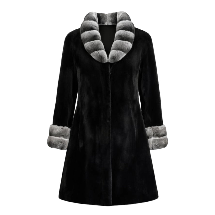 Mink Trench Coat with Chinchilla Collar