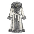 Long Rabbit Coat with Fox Trimming