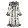 Long Rabbit Coat with Fox Trimming
