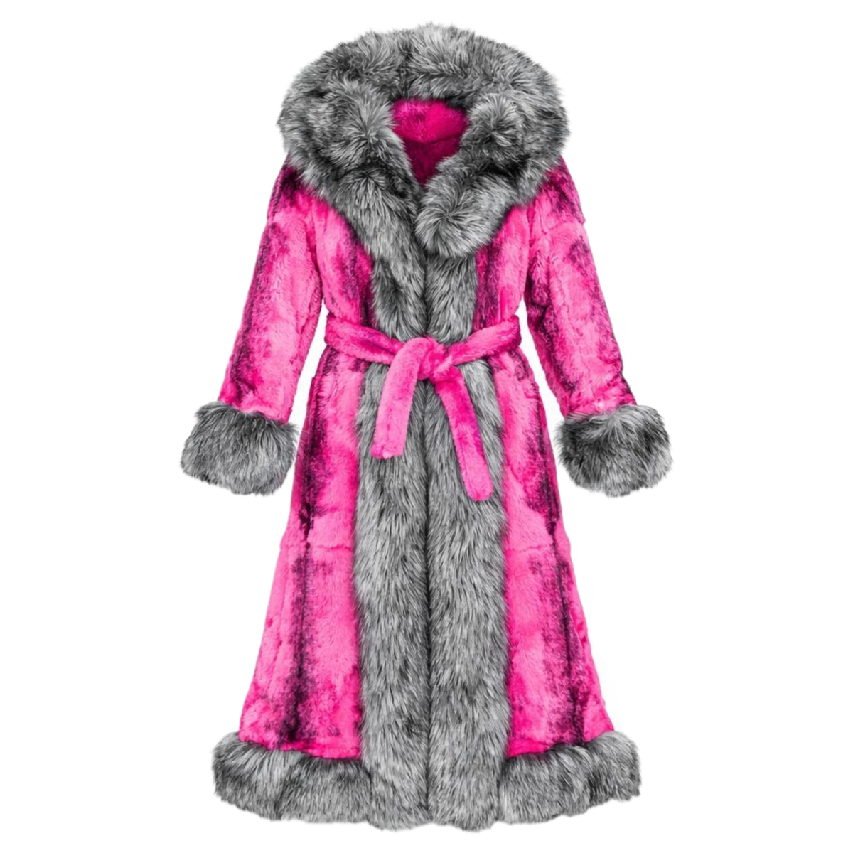 Long Rabbit Coat with Fox Trimming – Daniel's Leather