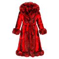 Long Rabbit Coat with Fox Trimming