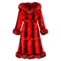 Long Rabbit Coat with Fox Trimming