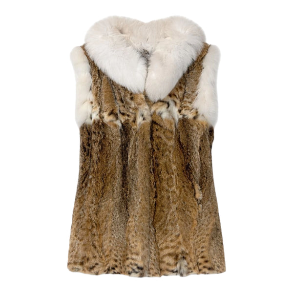 Lynx Vest with Fox Collar and Sleeve Trimming