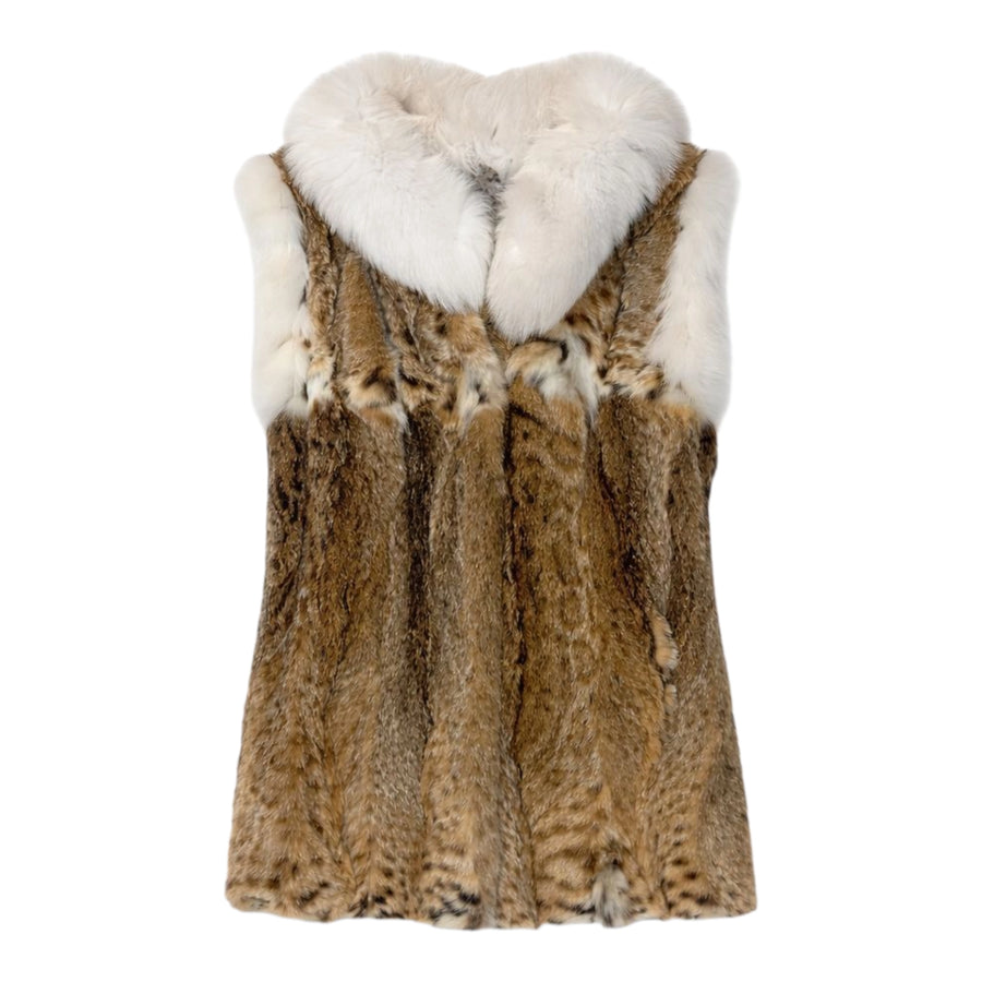 Lynx Vest with Fox Collar and Sleeve Trimming