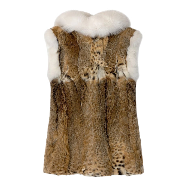 Lynx Vest with Fox Collar and Sleeve Trimming