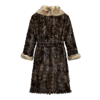 Long Trench Coat with Section Mink and Lynx Trimming