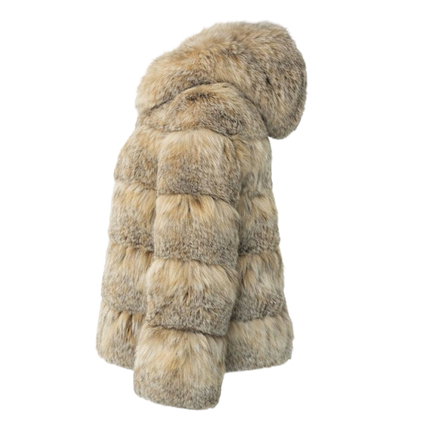 Layered Lynx Coat with Hood