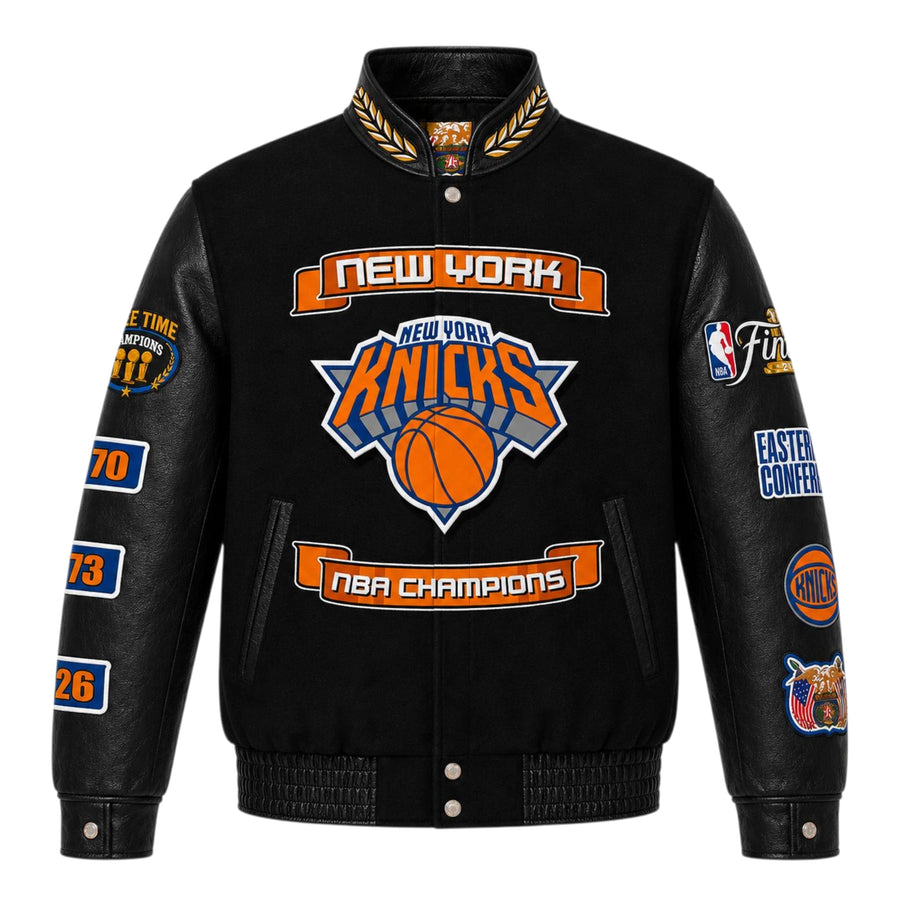 New York Knicks 2026 NBA Champions Wool & Leather Jacket (Pre-Order)