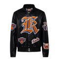New York Knicks Old English Full Leather Jacket Black