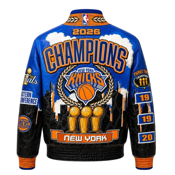 New York Knicks 2026 NBA Championship Genuine Leather Jacket (Pre-Order)