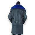 Shearling Coat with Blue Fox Collar