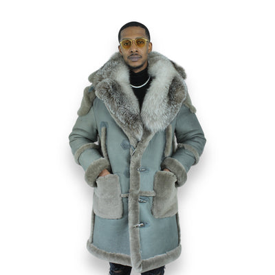 Gray Shearling with Silver Fox Collar