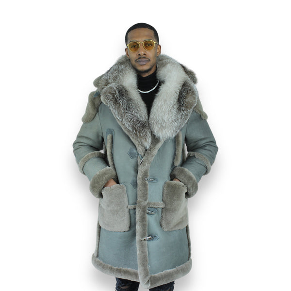 Gray Shearling with Silver Fox Collar