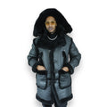 Black Reverse Panel Shearling with Hood