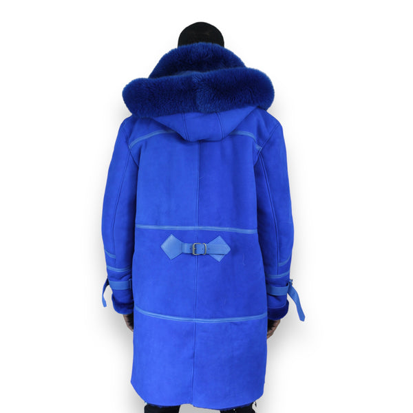 Blue Shearling with Collar and Hood