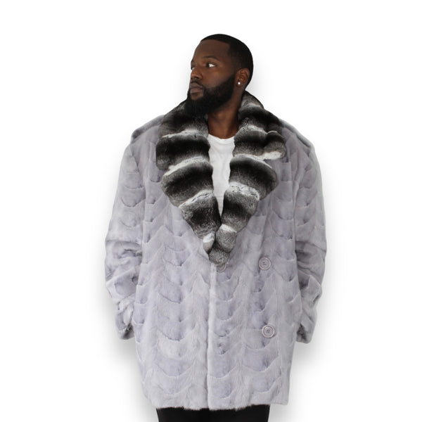 3/4 Grey Section Mink with Chinchilla Collar