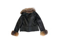 Cropped Leather Shearling with Fox Collar and Cuffs