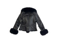 Cropped Leather Shearling with Fox Collar and Cuffs