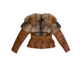 Cropped Leather Shearling with Crystal Fox Chest