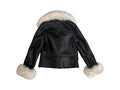 Cropped Leather Shearling with Fox Collar and Cuffs