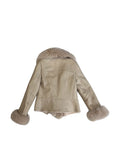 Leather Shearling with Long Fox Collar and Cuffs