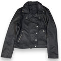 Basic Buttoned Black Leather with Collar