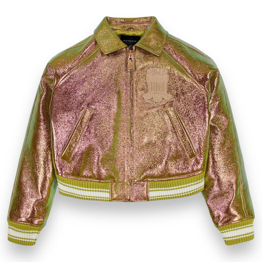 Cropped Rose Gold Metallic Icon Jacket