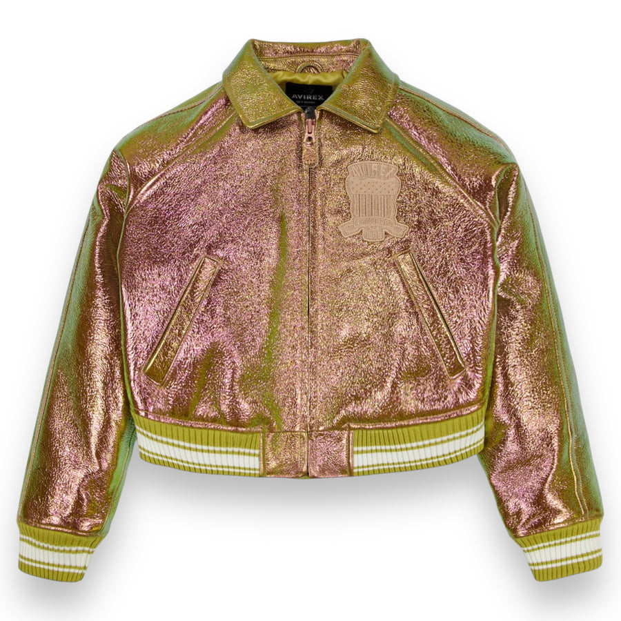 Cropped Rose Gold Metallic Icon Jacket