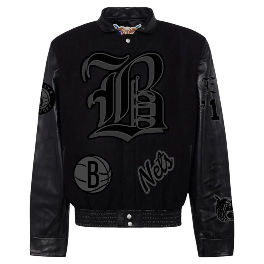 Brooklyn Nets Wool & Leather Old English Varsity Jacket