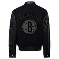 Brooklyn Nets Wool & Leather Old English Varsity Jacket