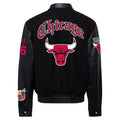 Chicago Bulls Wool & Leather Old English Varsity Jacket Black