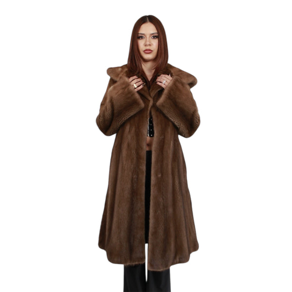 Three Quarter Hooded Mink Coat for Women