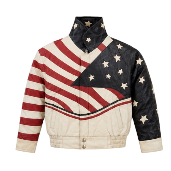 White USA Leather Jacket